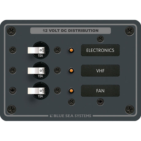 Blue Sea 8025 DC 3 Position Breaker Panel  White Switches