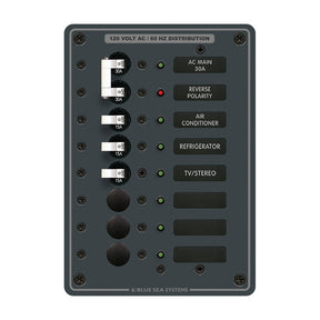 Blue Sea 8027 AC Main 6 Position Breaker Panel  White Switches