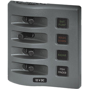 Blue Sea 4304 WeatherDeck Water Resistant Fuse Panel  4 Position  Grey