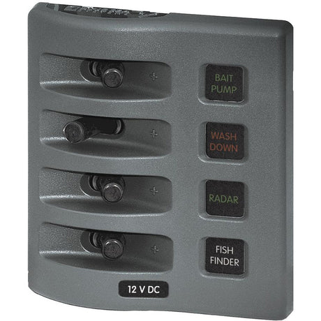 Blue Sea 4304 WeatherDeck Water Resistant Fuse Panel  4 Position  Grey