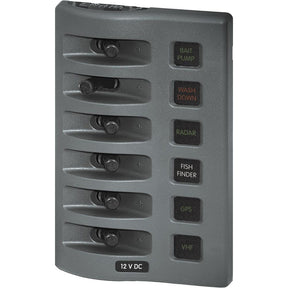 Blue Sea 4306 WeatherDeck Water Resistant Fuse Panel  6 Position  Grey