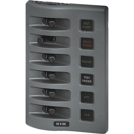 Blue Sea 4306 WeatherDeck Water Resistant Fuse Panel  6 Position  Grey
