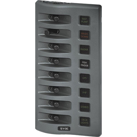 Blue Sea 4308 WeatherDeck Water Resistant Fuse Panel  8 Position  Grey