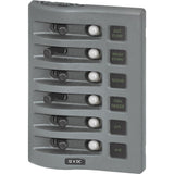 Blue Sea 4376 WeatherDeck Water Resistant Circuit Breaker Panel  6 Position  Grey