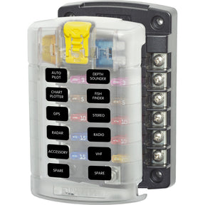 Blue Sea 5029 ST Blade Fuse Block wCover  12 Circuit wo Negative Bus
