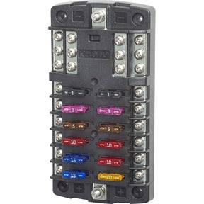 Blue Sea 5031 ST Blade Fuse Block wo Cover  12 Circuit wNegative Bus