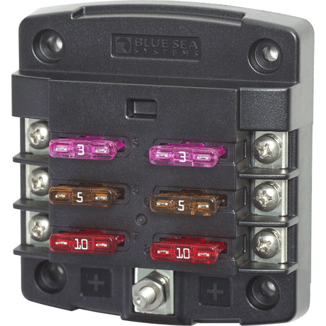 Blue Sea 5033 ST Blade Fuse Block wout Cover  6 Circuit wout Negative Bus