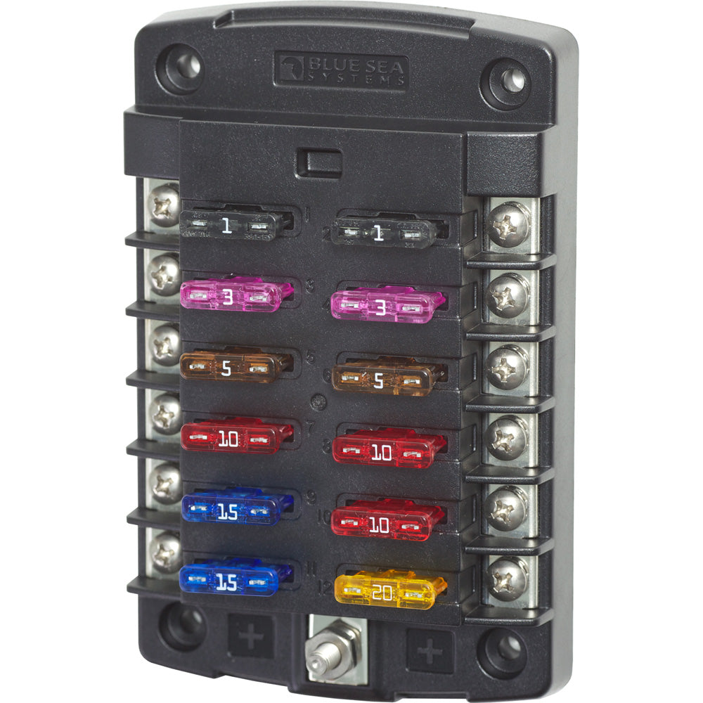 Blue Sea 5034 ST Blade Fuse Block wout Cover  12 Circuit wout Negative Bus
