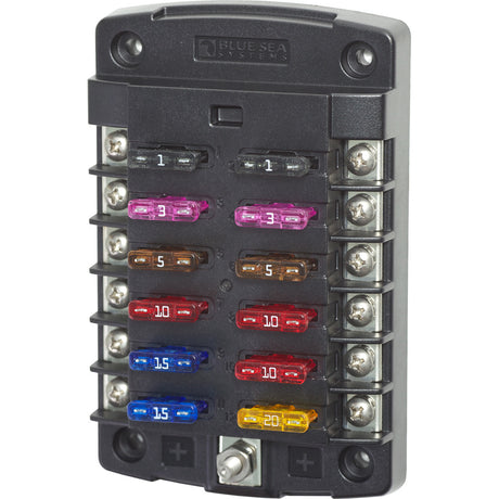 Blue Sea 5034 ST Blade Fuse Block wout Cover  12 Circuit wout Negative Bus