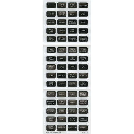 Blue Sea 8214 Black Small Format Label Kit  60 Labels