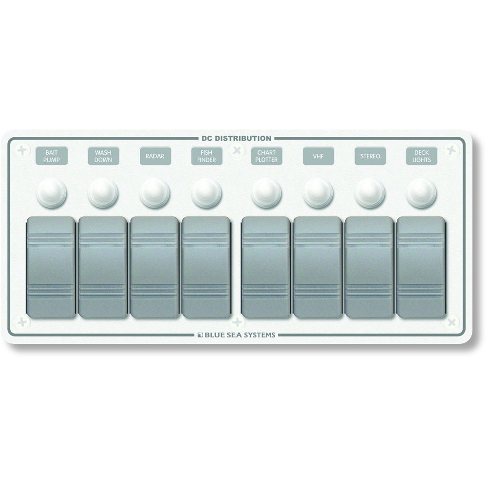 Blue Sea 8271 Water Resistant Panel  8 Position  White  Horizontal Mount