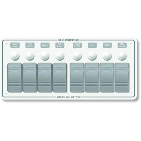 Blue Sea 8271 Water Resistant Panel  8 Position  White  Horizontal Mount