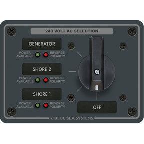 Blue Sea 8361 AC Rotary Switch Panel 65 Ampere 3 Positions  OFF 3 Pole