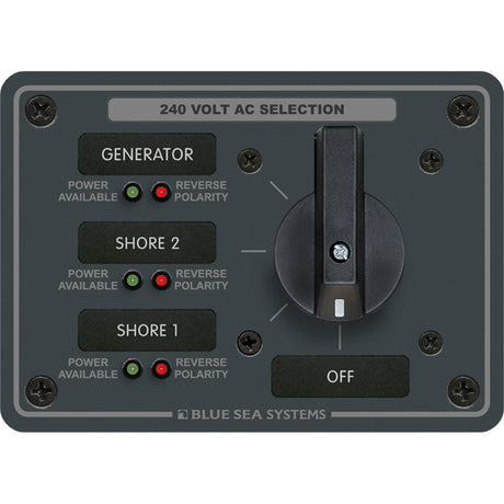 Blue Sea 8361 AC Rotary Switch Panel 65 Ampere 3 Positions  OFF 3 Pole