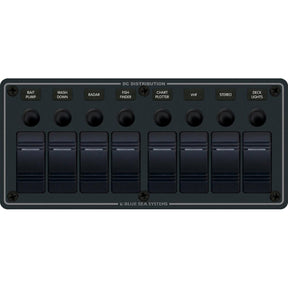Blue Sea 8371 Water Resistant Panel  8 Position  Black  Horizontal Mount