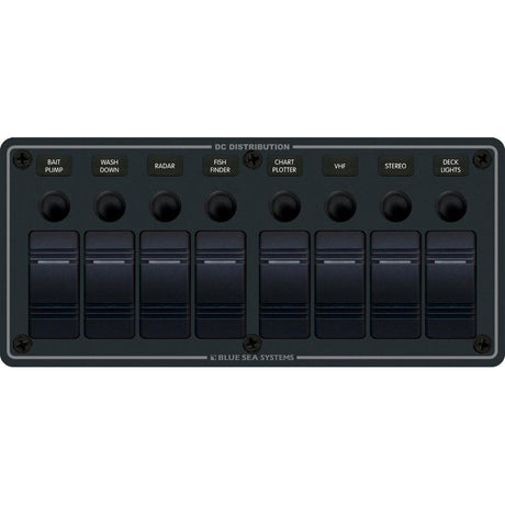Blue Sea 8371 Water Resistant Panel  8 Position  Black  Horizontal Mount