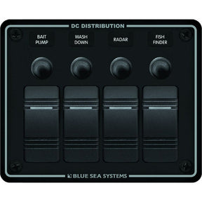 Blue Sea 8372 Water Resistant 4 Position  Black  Horizontal Mount Panel