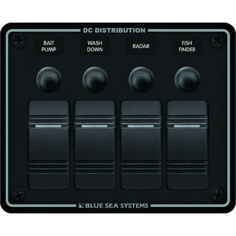 Blue Sea 8372 Water Resistant 4 Position  Black  Horizontal Mount Panel