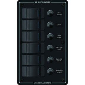 Blue Sea 8373 Water Resistant 6 Position  Black  Vertical Mount Panel