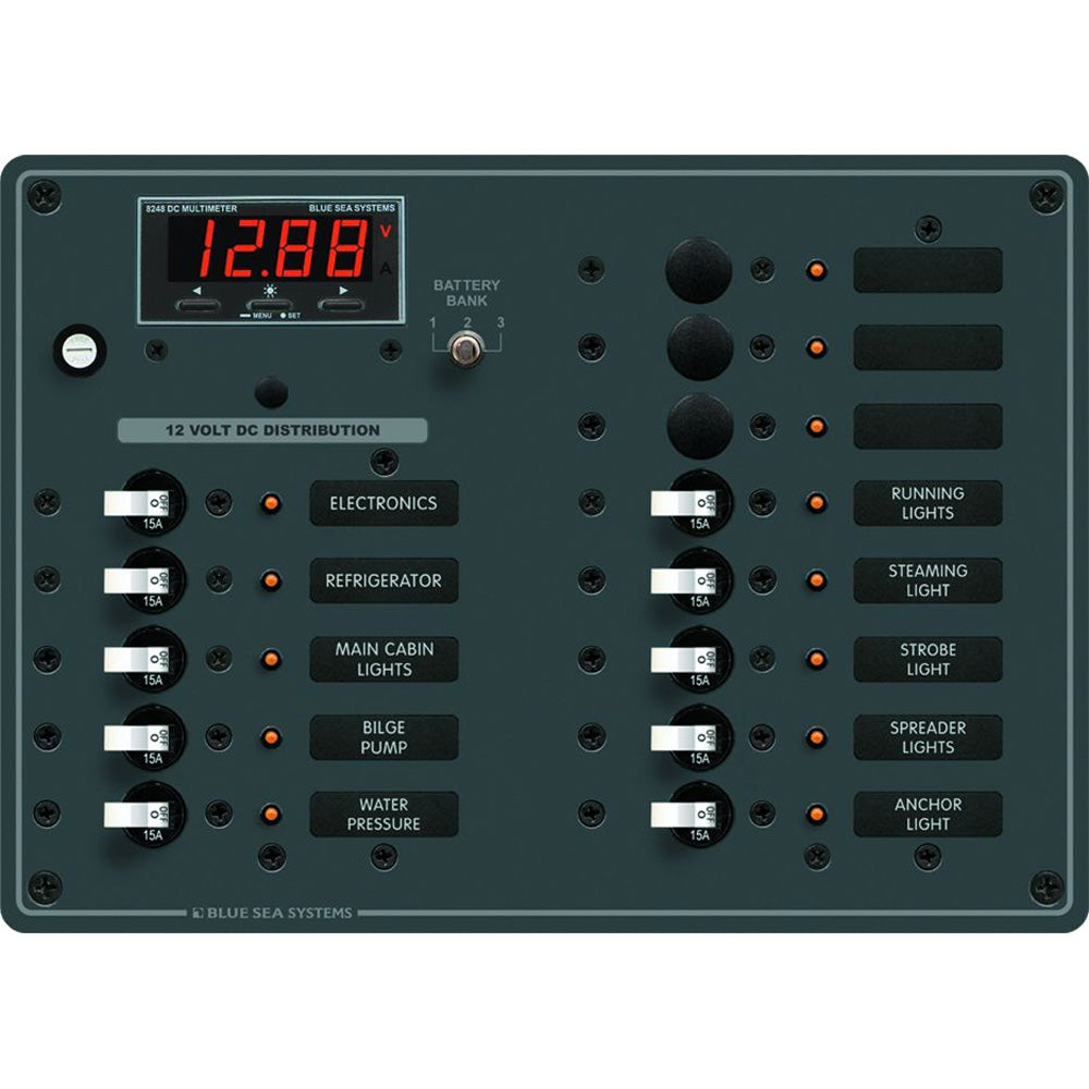 Blue Sea 8403 DC Panel 13 Position w Multimeter