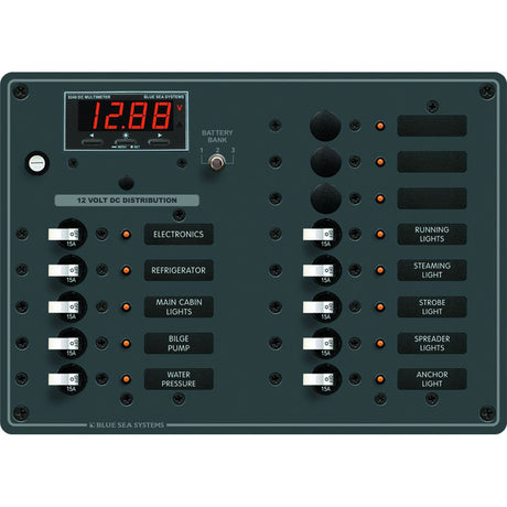 Blue Sea 8403 DC Panel 13 Position w Multimeter