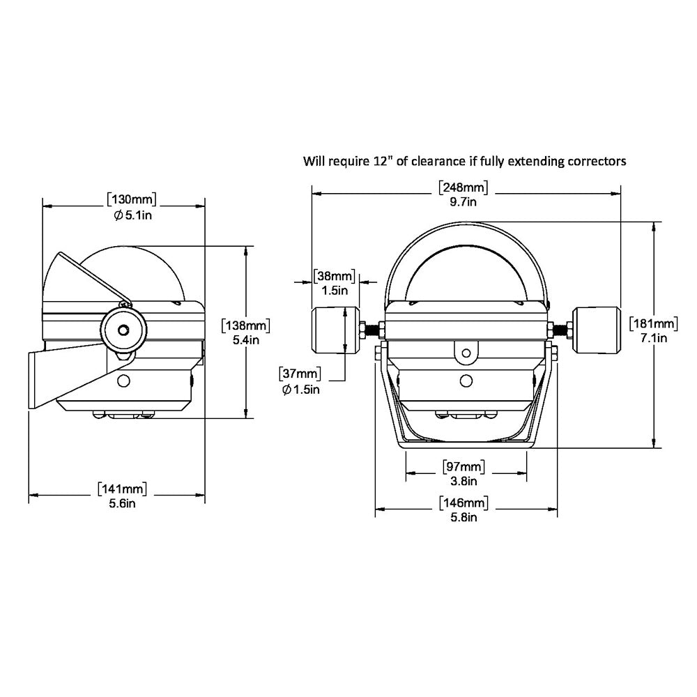 Ritchie HB845 Helmsman Steel Boat Compass  Bracket Mount  Black