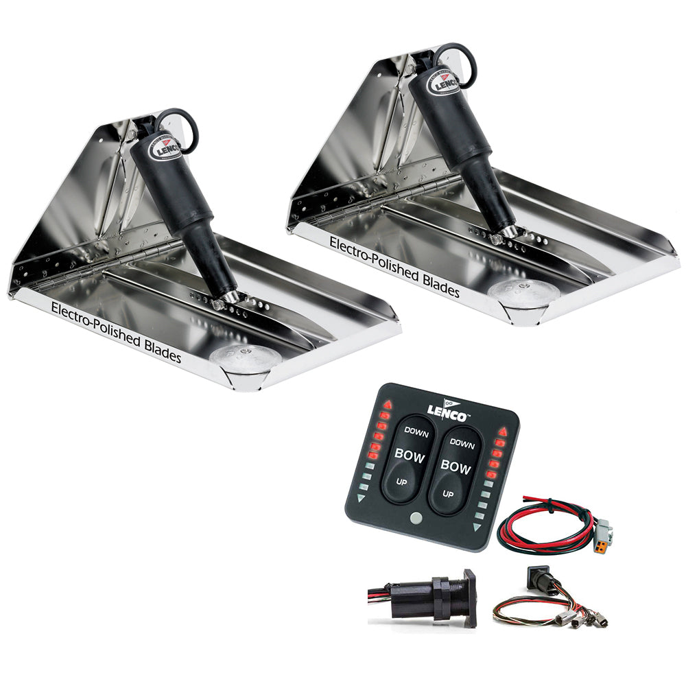 Lenco 18 x 14 Heavy Duty Performance Trim Tab Kit wLED Indicator Switch Kit 12V