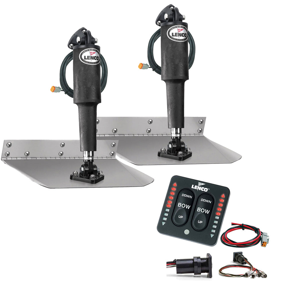 Lenco 9 x 12 Standard Trim Tab Kit wLED Integrated Switch Kit 12V