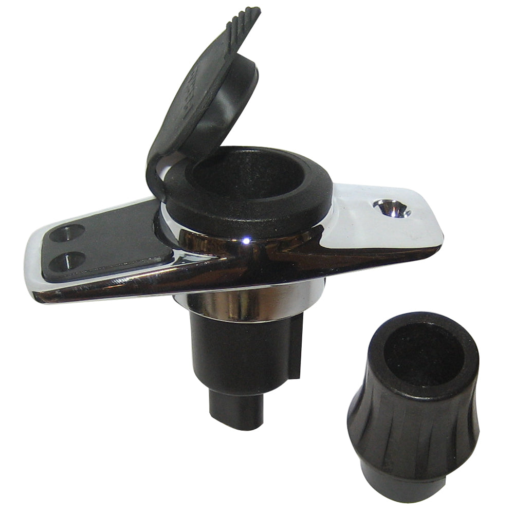 Perko Locking Collar Pole Light Mounting Base  2 Pin  Chrome Plated wBlack Cover