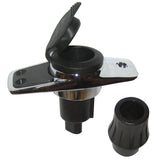 Perko Locking Collar Pole Light Mounting Base  2 Pin  Chrome Plated wBlack Cover