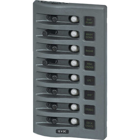 Blue Sea 4378 WeatherDeck Water Resistant Circuit Breaker Panel  8 Position  Grey