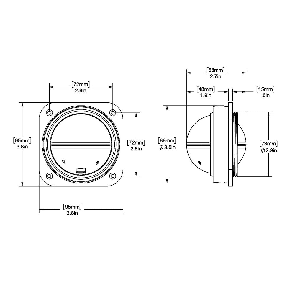 Ritchie V527 Kayak Compass  Bulkhead Mount  White Dial
