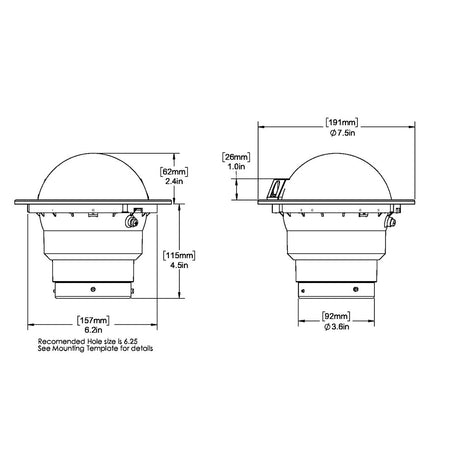 Ritchie FB500 Globemaster Compass  Flush Mount  Black  12V  5 Degree Card