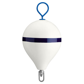 Polyform 17 CM Mooring Buoy wGalvanized Iron  White Blue Stripe
