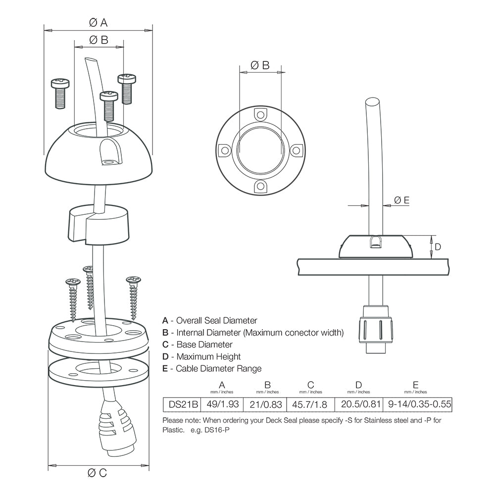 Scanstrut DS21BP Vertical Cable Seal