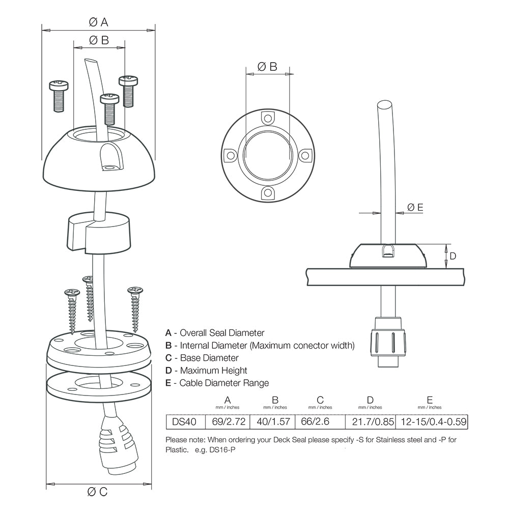 Scanstrut DS40P Vertical Cable Seal