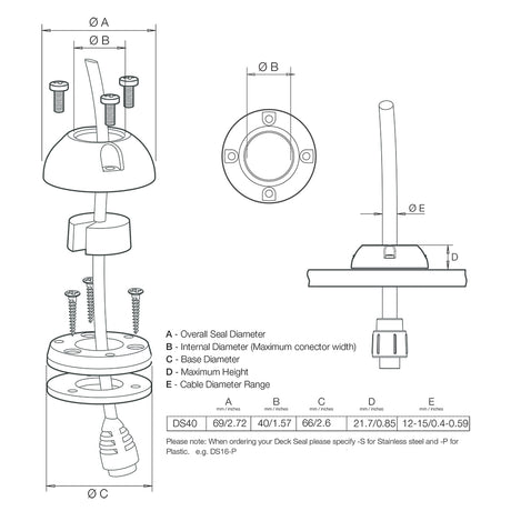 Scanstrut DS40P Vertical Cable Seal