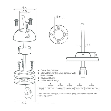 Scanstrut DS16S Vertical Cable Seal  Stainless Steel