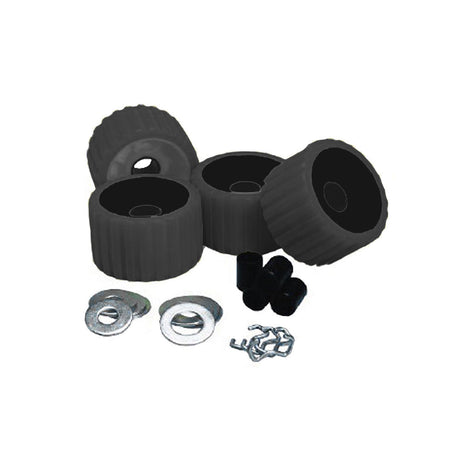 CE Smith Ribbed Roller Replacement Kit  4 Pack  Black