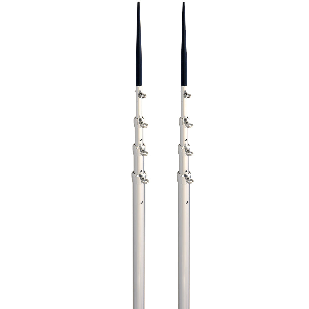 Lees 165 Bright Silver Black Spike Telescopic Poles fSidewinder