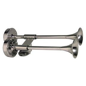 Schmitt Marine Deluxe AllStainless Shorty Dual Trumpet Horn  12V