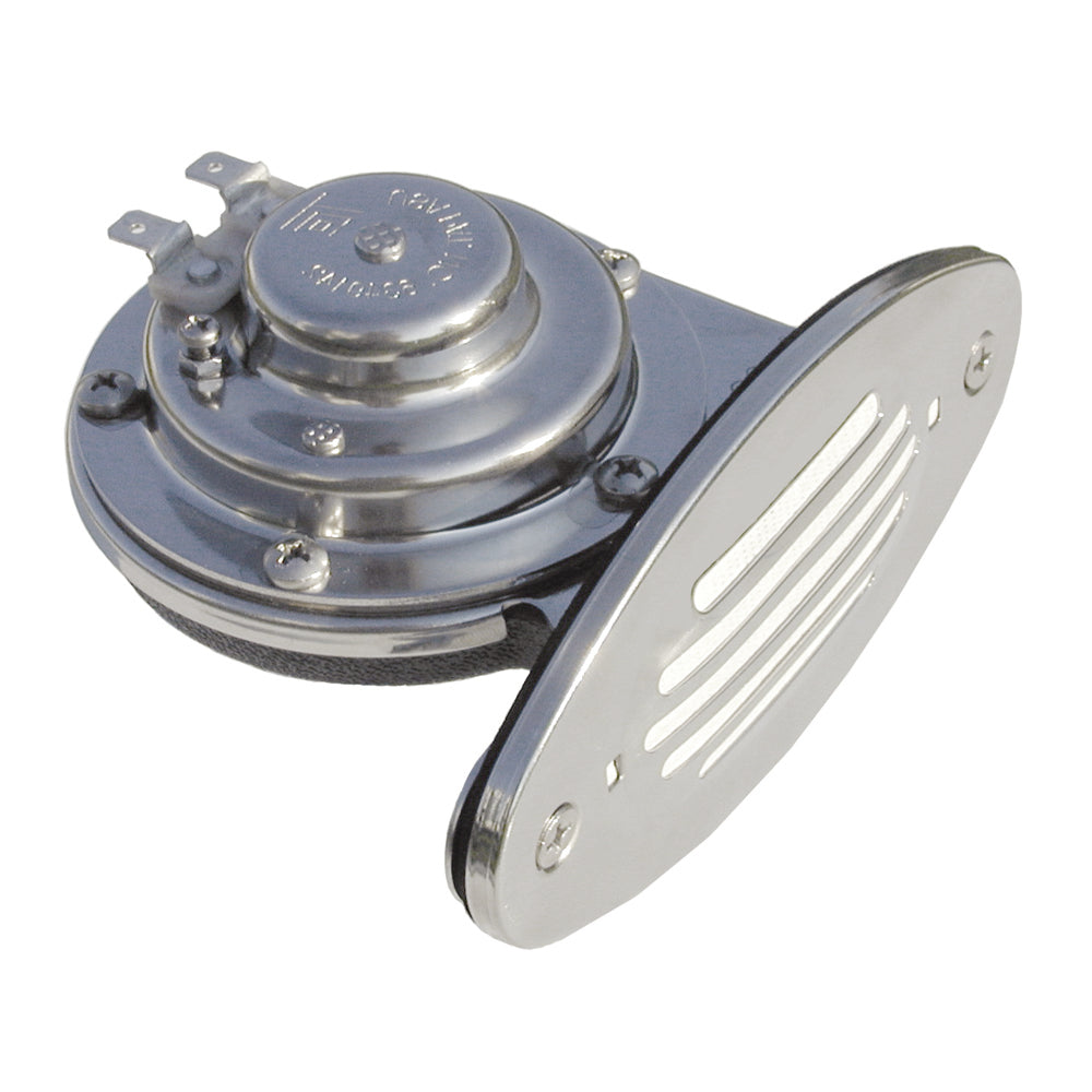 Schmitt Marine Mini Stainless Steel Single DropIn Horn wStainless Steel Grill  12V Low Pitch