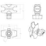 RAM Mount Short Double Socket Arm f1 Ball Bases