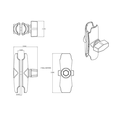 RAM Mount Double Socket Arm f1 Ball