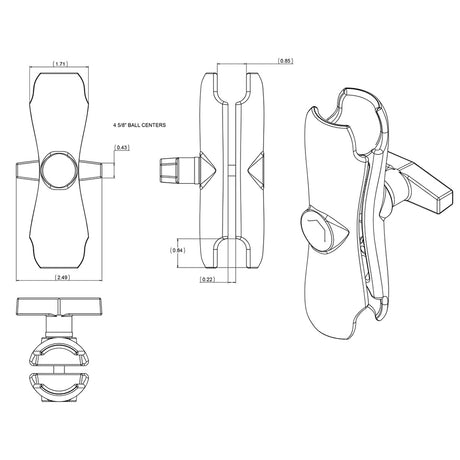RAM Mount Double Socket Arm f15 Ball Bases