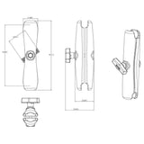 RAM Mount Long Double Socket Arm f15 Ball Bases