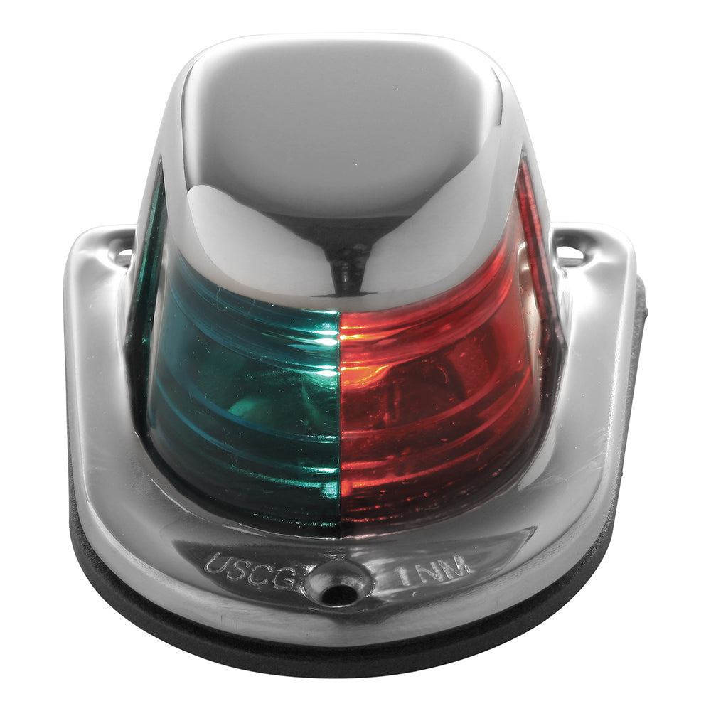Attwood 1Mile Deck Mount BiColor RedGreen Combo Sidelight  12V  Stainless Steel Housing