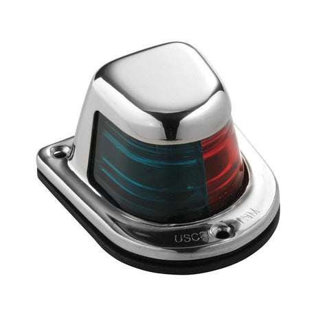 Attwood 1Mile Deck Mount BiColor RedGreen Combo Sidelight  12V  Stainless Steel Housing
