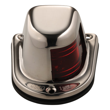 Attwood 1Mile Deck Mount Red Sidelight  12V  Stainless Steel Housing
