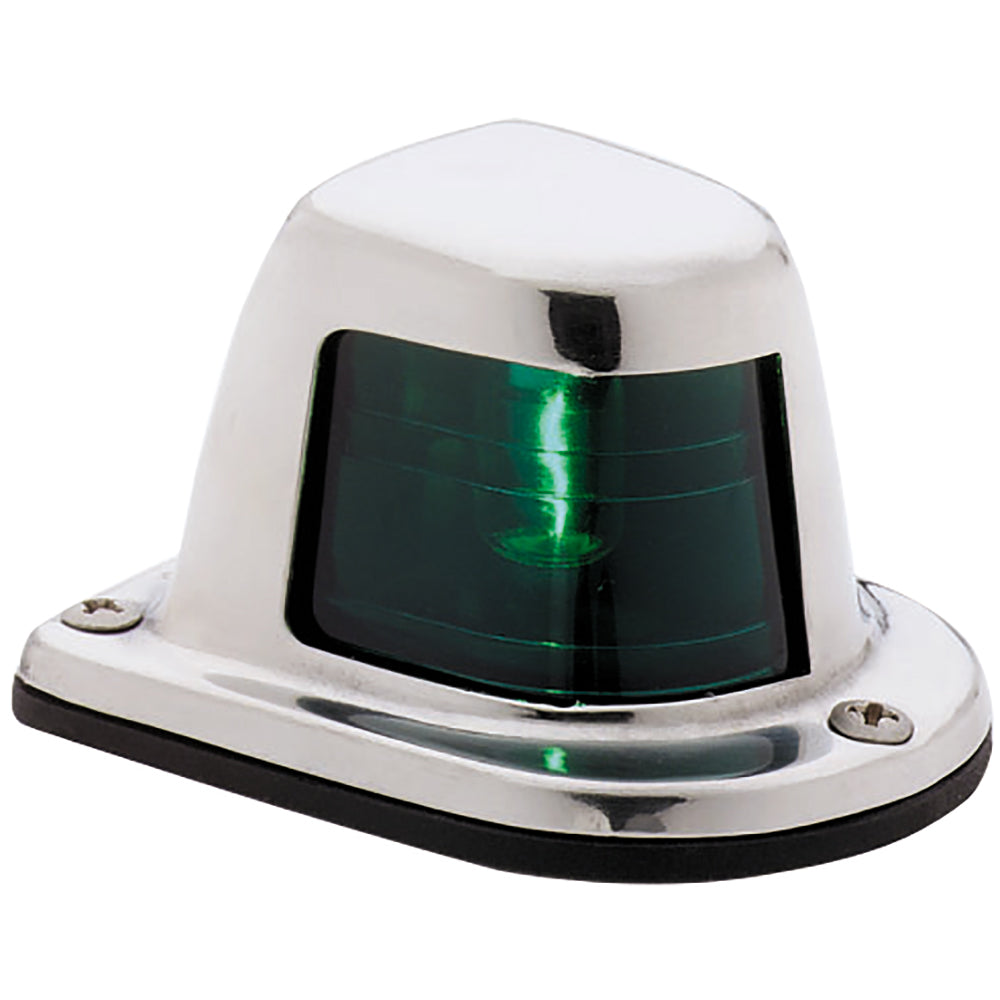 Attwood 1Mile Deck Mount Green Sidelight  12V  Stainless Steel Housing